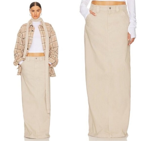 Helsa Dresses & Skirts - Helsa NEW Workwear Long Y2K Khaki Cotton Casual Tan Maxi Skirt in Taupe Size S